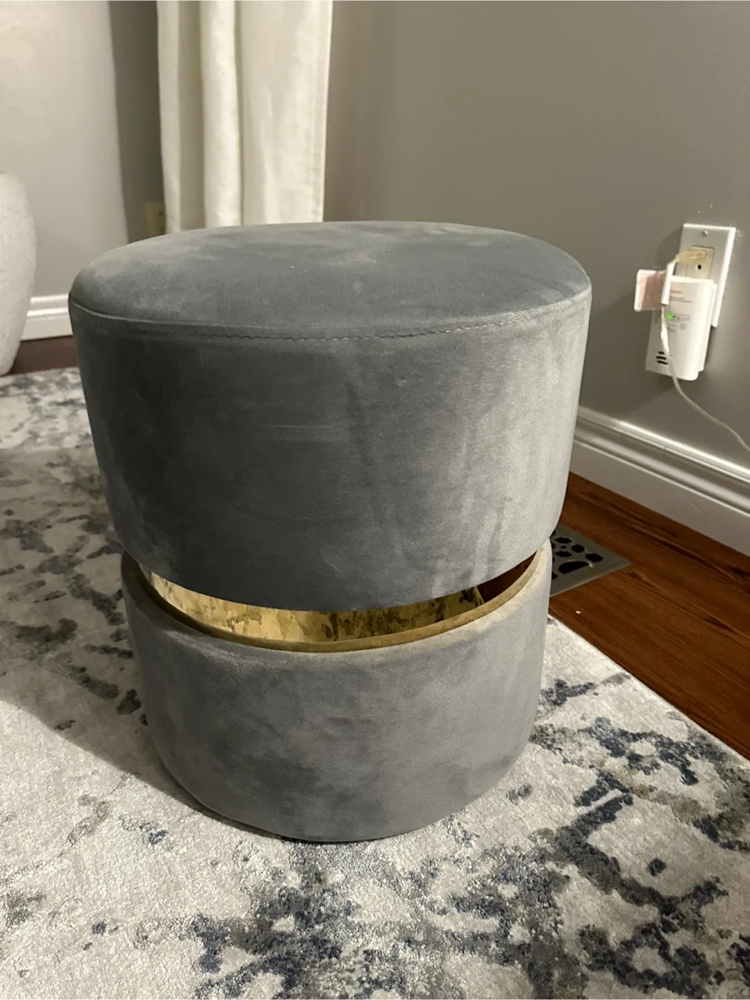 Grey Velvet Ottoman Footstool