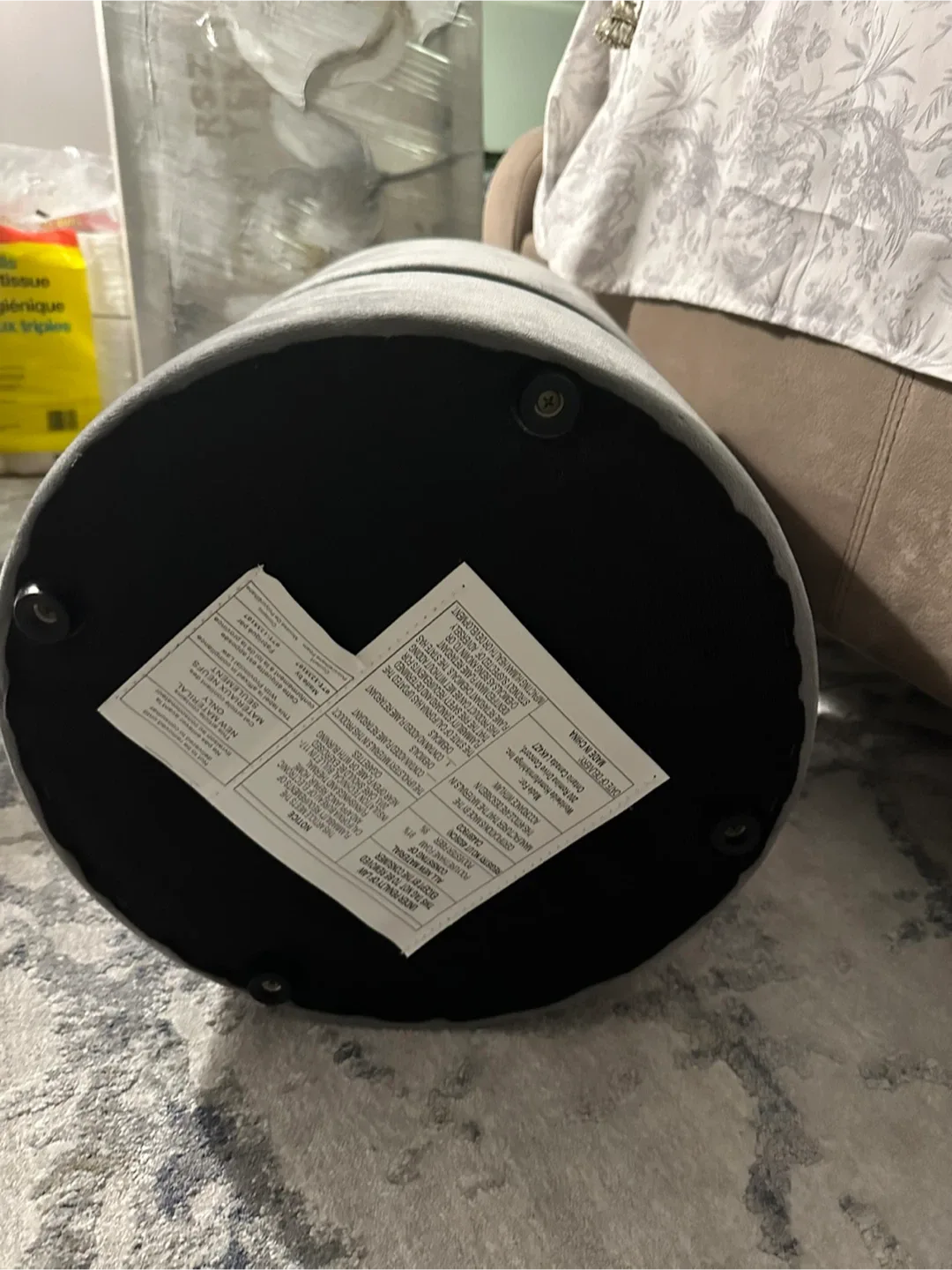 Grey Velvet Ottoman Footstool image indicator(7)