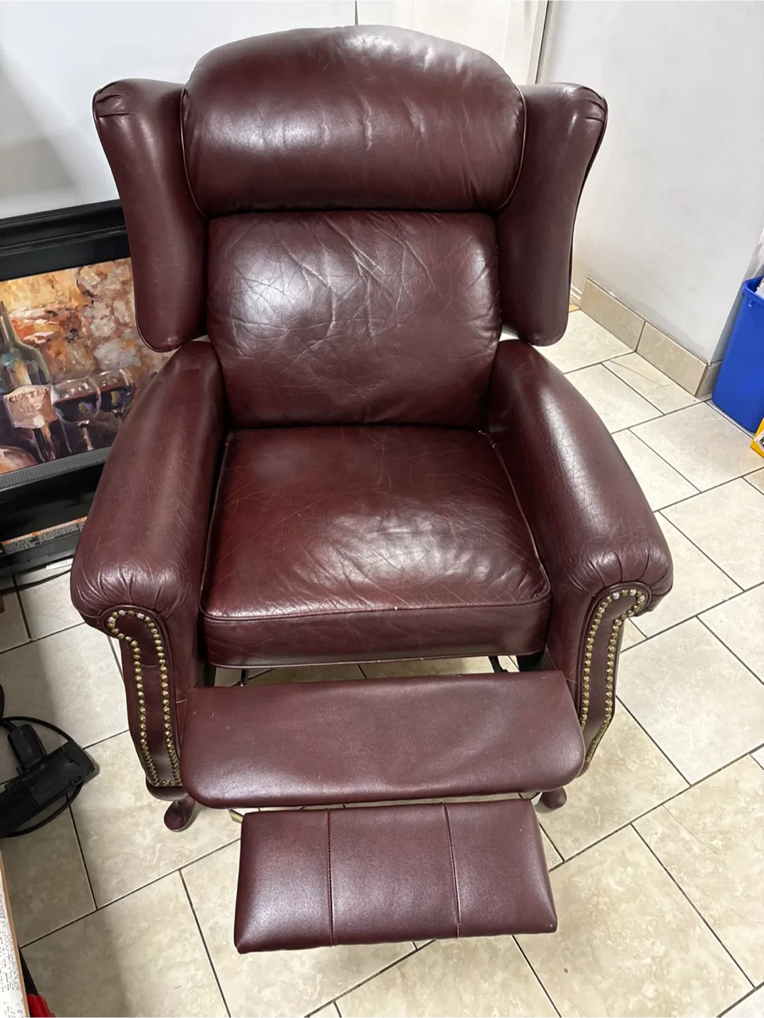 Burgundy Leather Recliner Armchair image indicator(2)