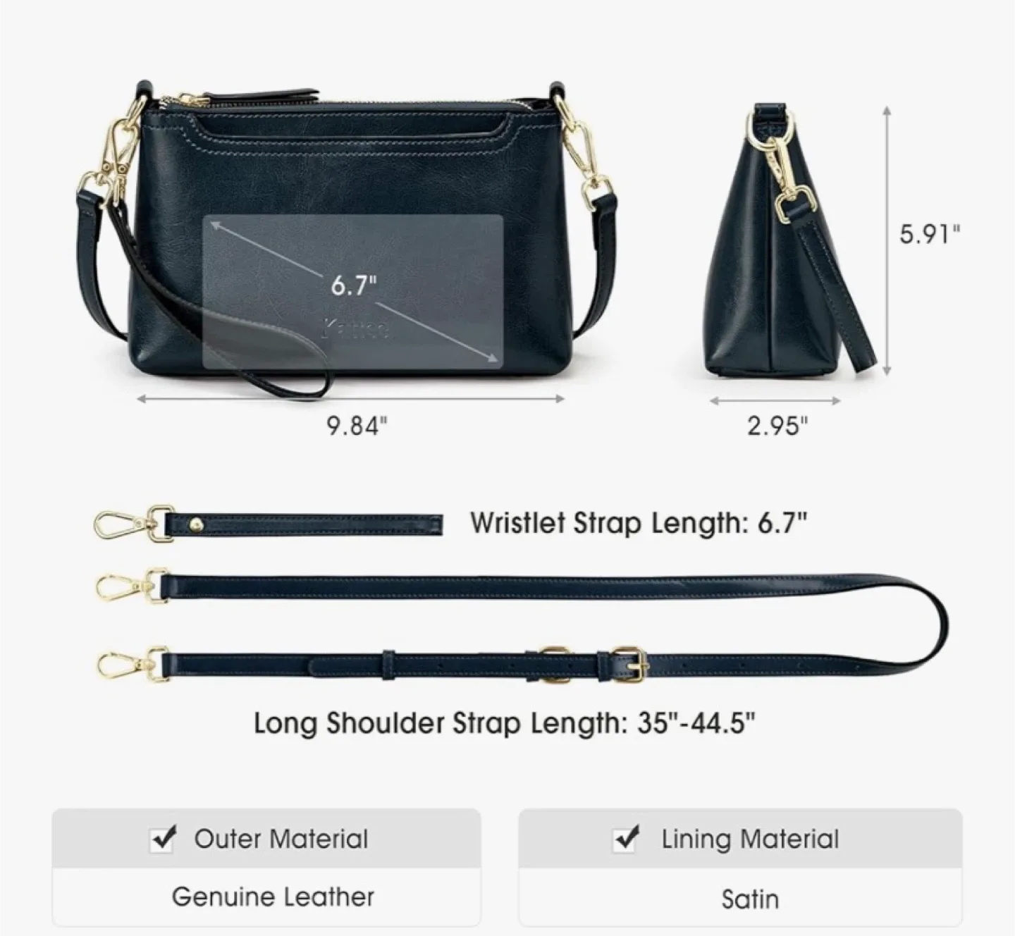 New Kattee Leather Crossbody Purse Handbag Clutch image indicator(3)