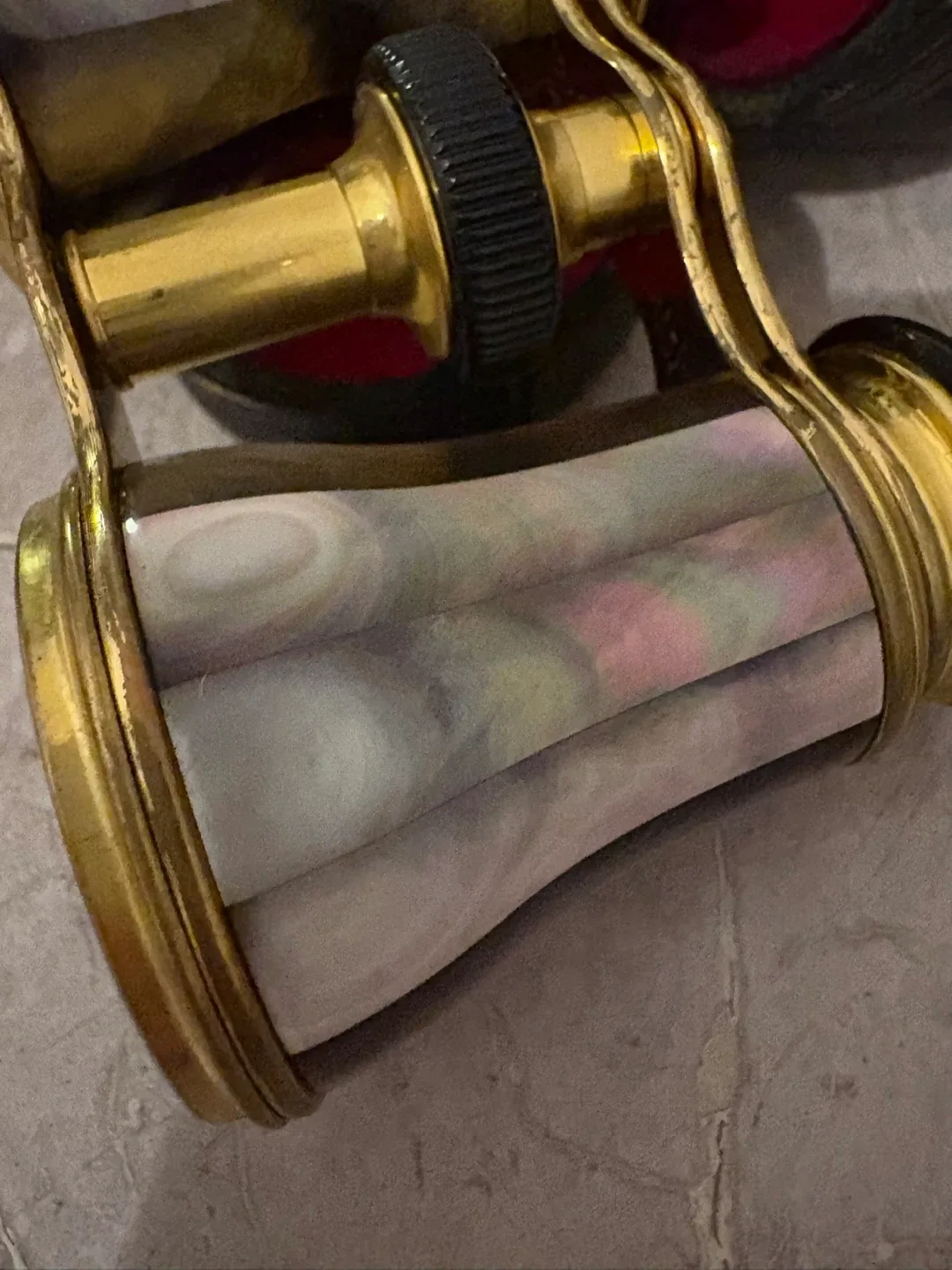 Antique Abalone Mother of Pearl Opera Glasses Leather Case image indicator(6)