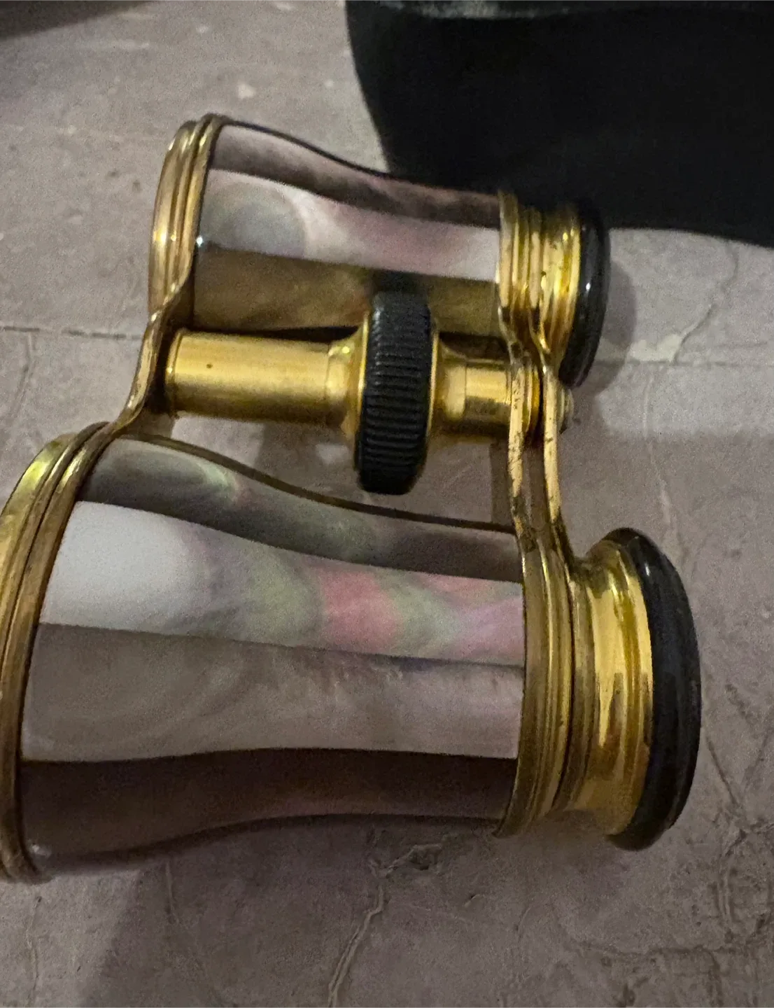 Antique Abalone Mother of Pearl Opera Glasses Leather Case image indicator(5)