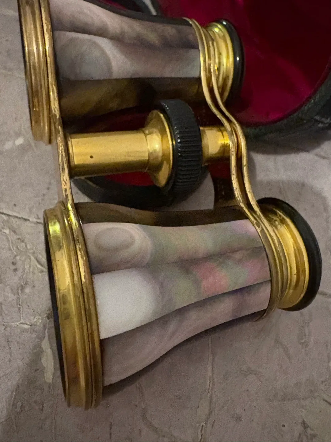 Antique Abalone Mother of Pearl Opera Glasses Leather Case image indicator(7)