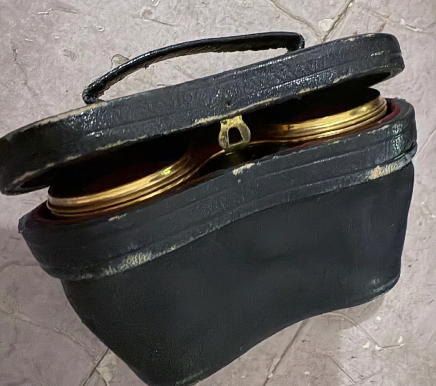 Antique Abalone Mother of Pearl Opera Glasses Leather Case image indicator(10)