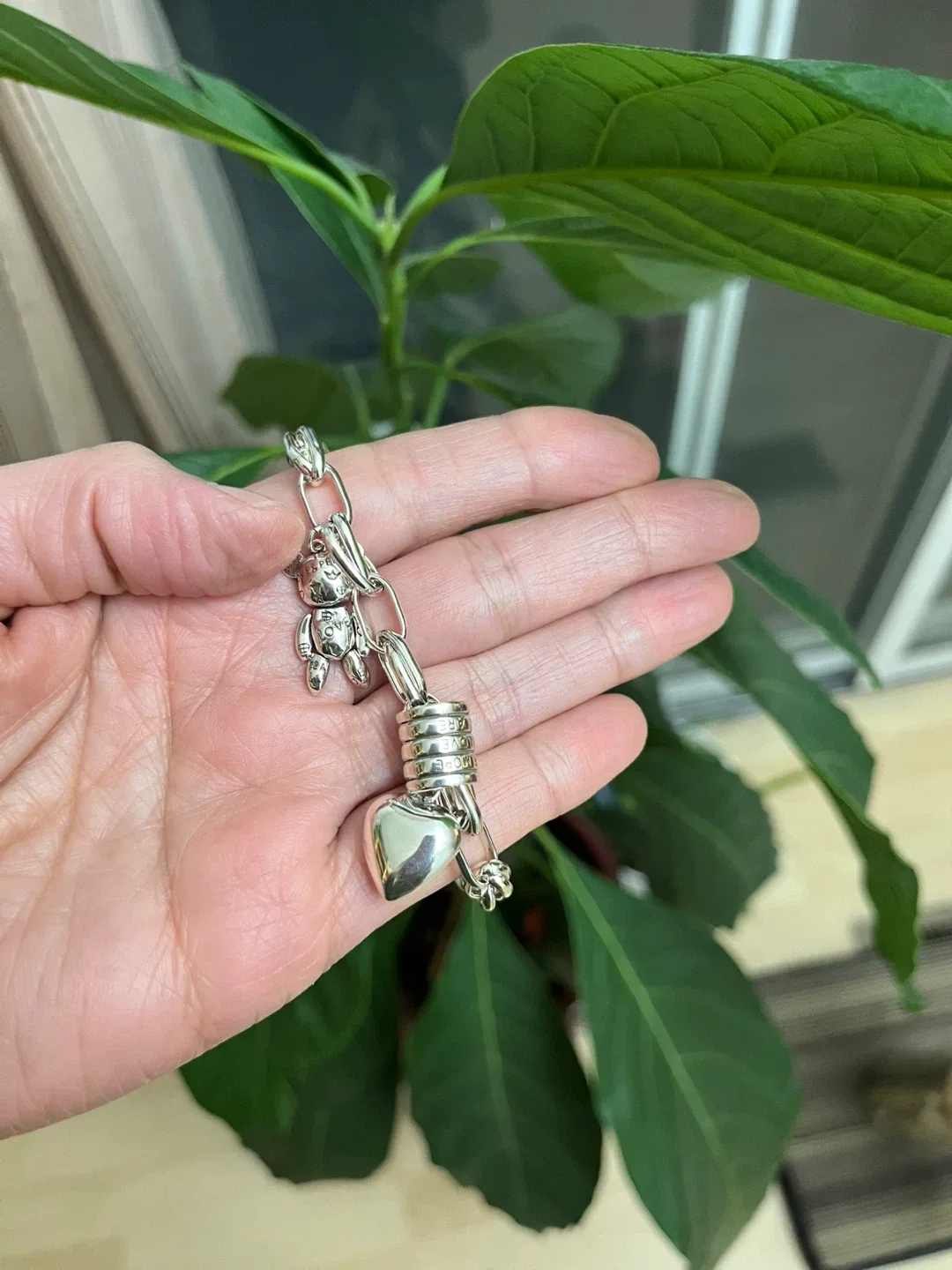 Silver Charm Bracelet with Teddy Bear & Heart image indicator(3)