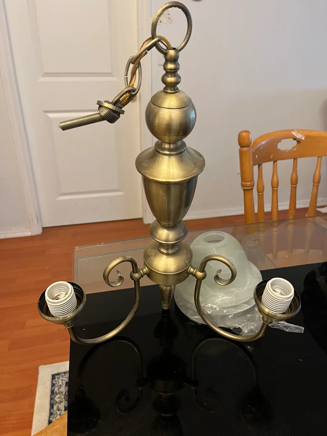 Brass Finish Chandelier with 3 Lights