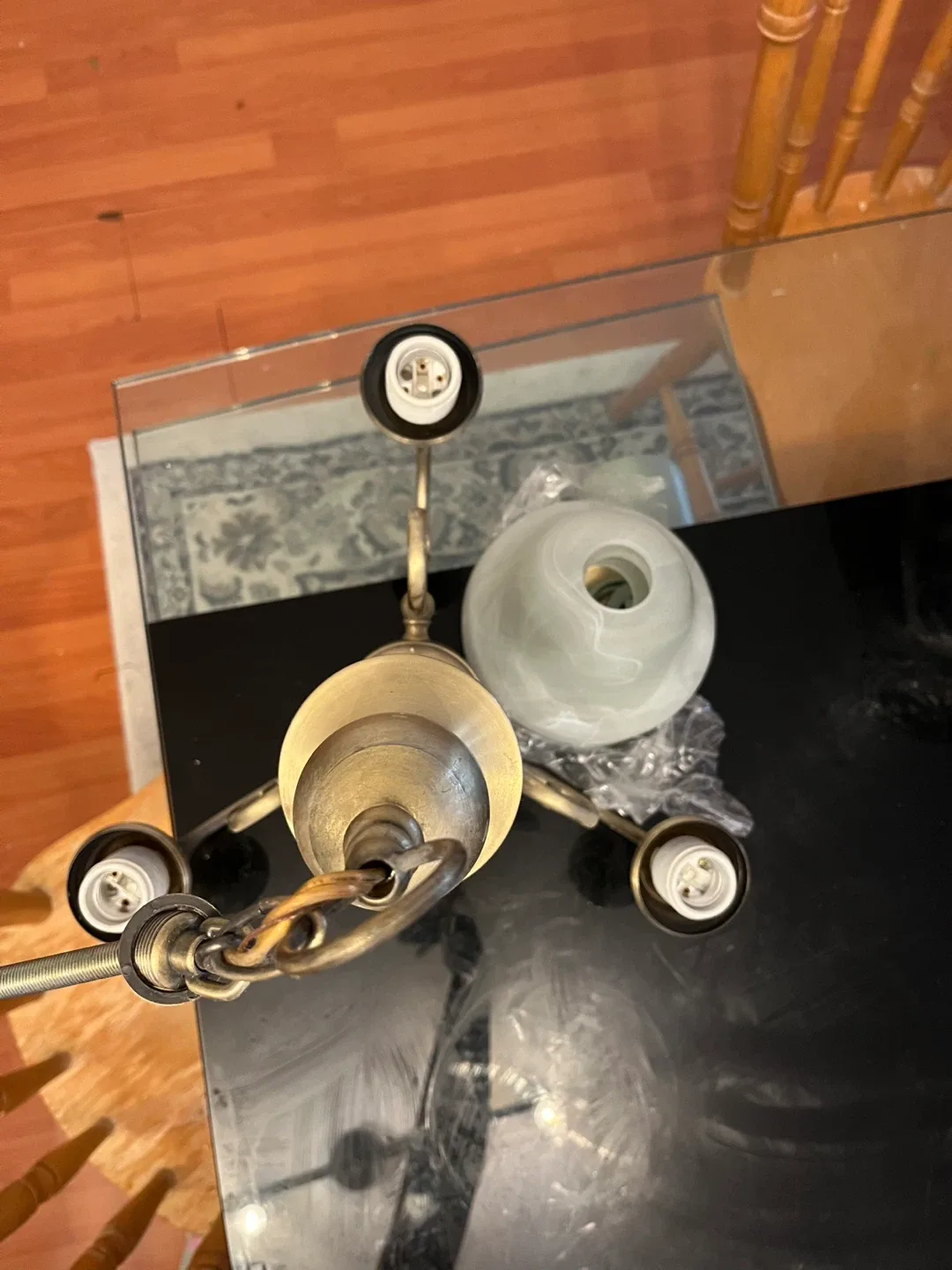 Brass Finish Chandelier with 3 Lights image indicator(4)