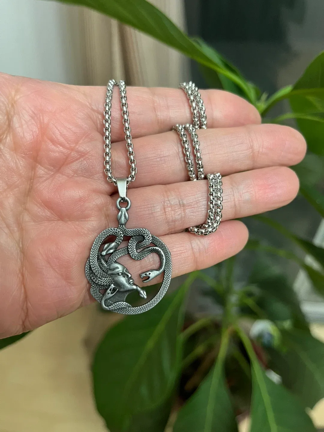 Medusa Pendant Necklace, Stainless steel