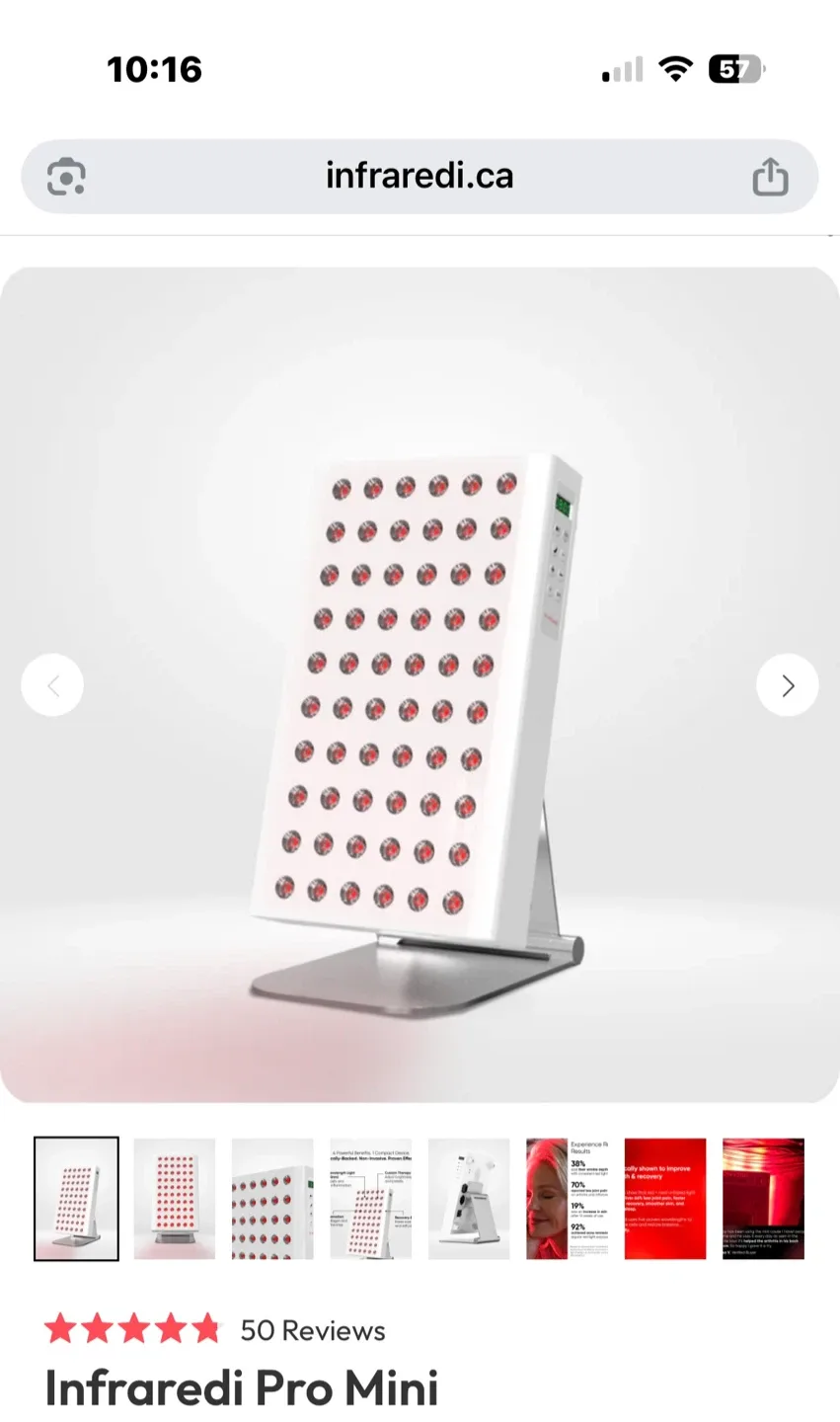 Infraredi Pro Mini Red Light Therapy Device with built in stand