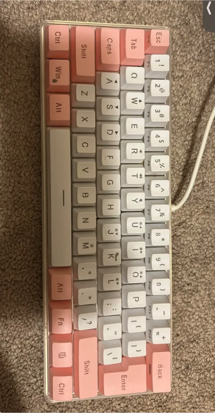 Custom Pink & White 60% Mechanical Keyboard