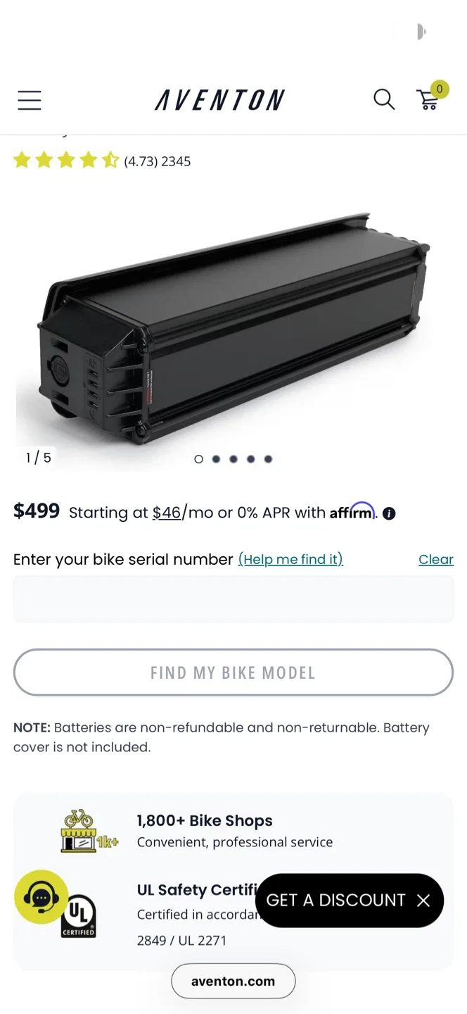 Aventon Level 2 E-Bike Battery - $499 Value