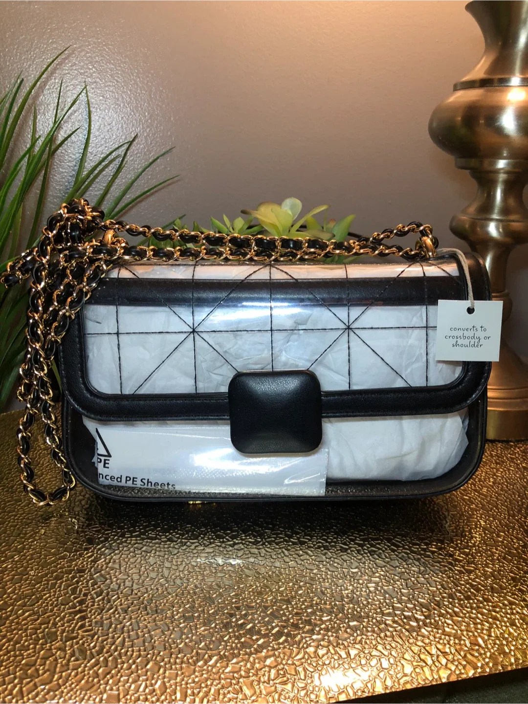 A New Day Clear & Black Chain Shoulder Bag