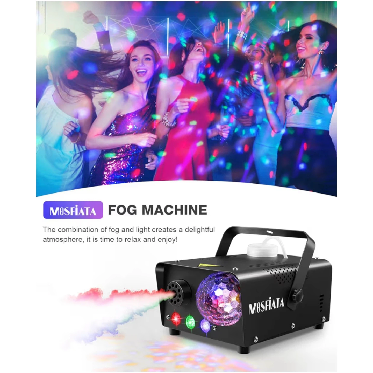 MOSFIATA Fog Machine with Disco Ball - 600W - photo 4