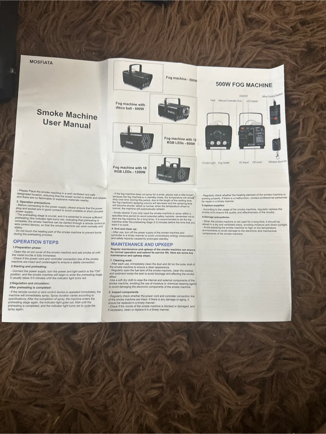 MOSFIATA Fog Machine with Disco Ball - 600W