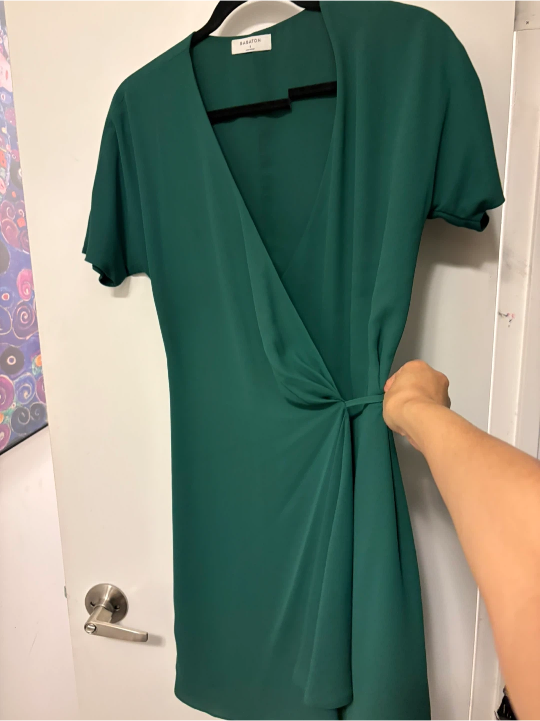 Babaton Green Wrap Dress - Size Small - photo 3