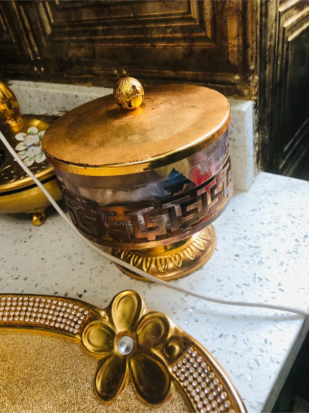 Decorative Gold  plated Versace candy vase