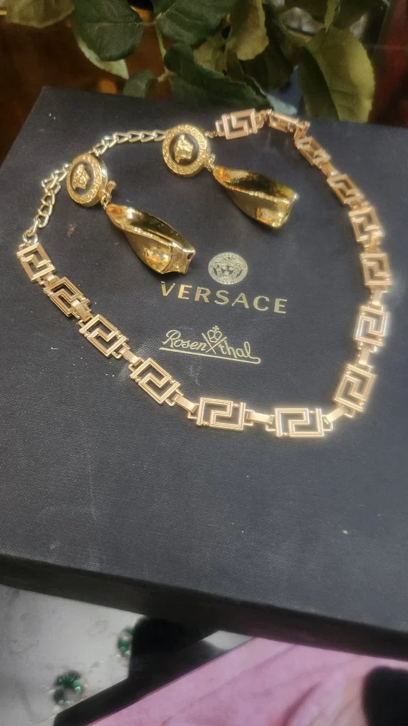 Versace 24 k  Gold plated  Necklace & Earrings Set