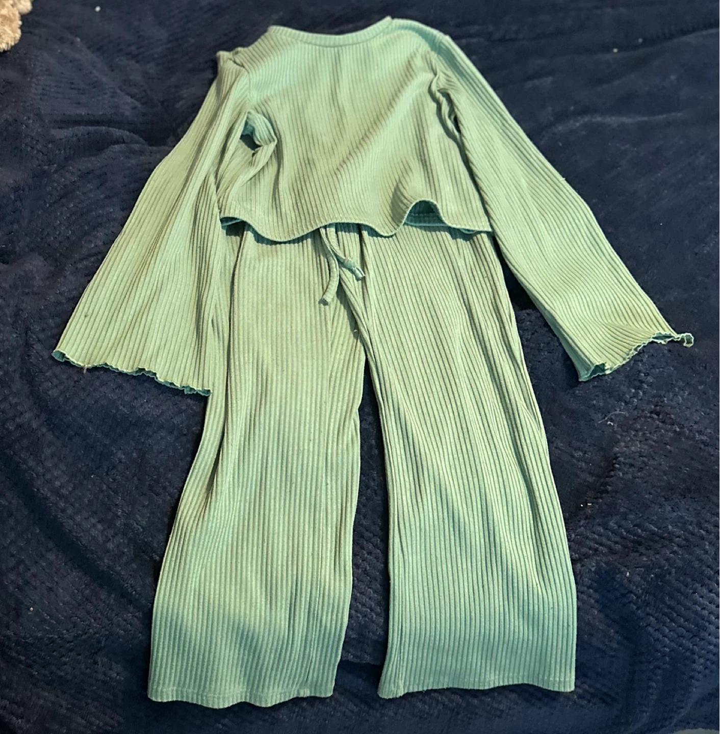 Green Ribbed Lounge Set