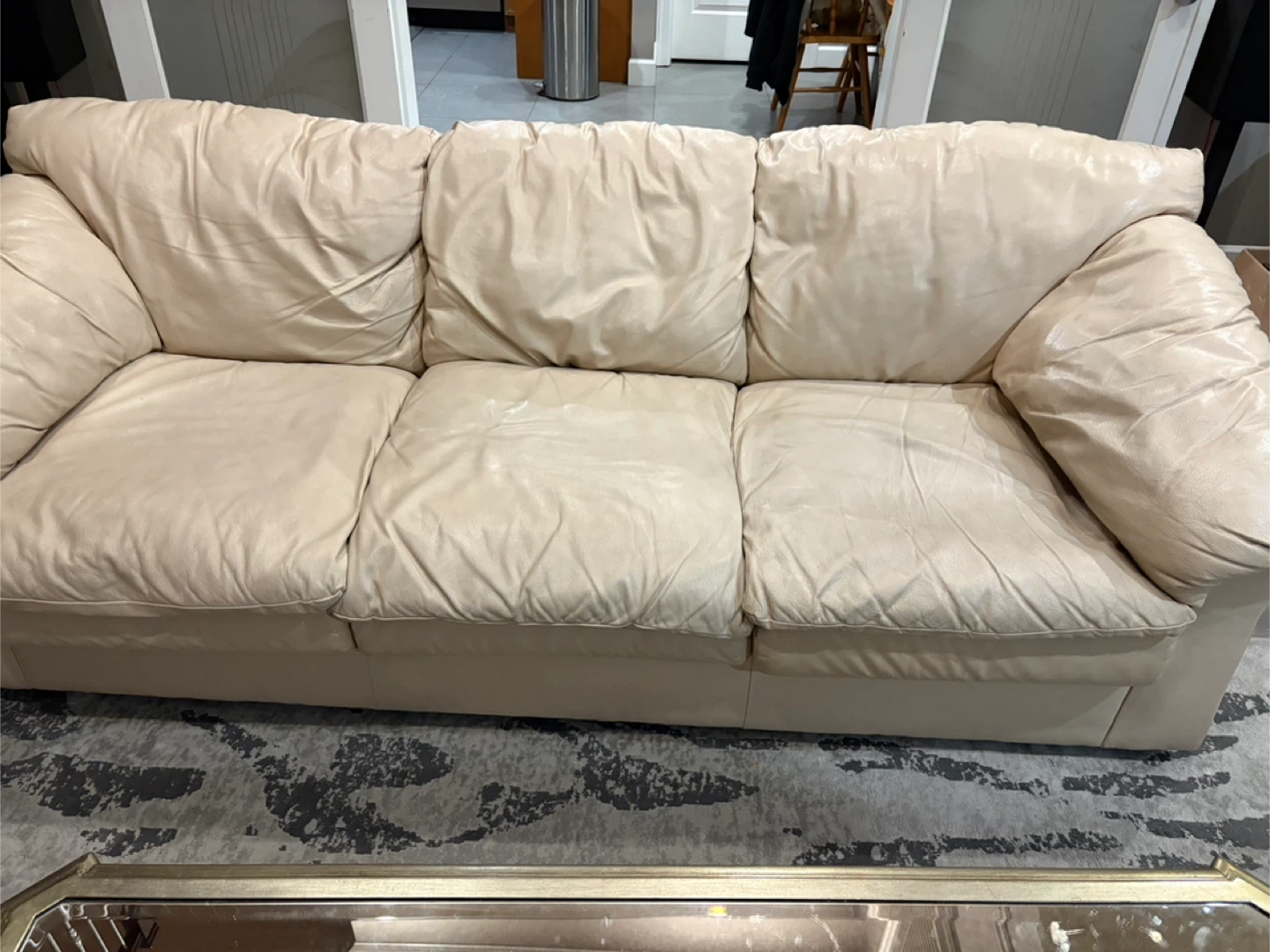 Beige Leather Sofa Set - photo 2