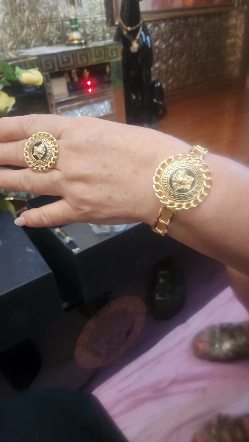 24 k gold plated Versace  Bracelet & Ring Set image indicator(2)