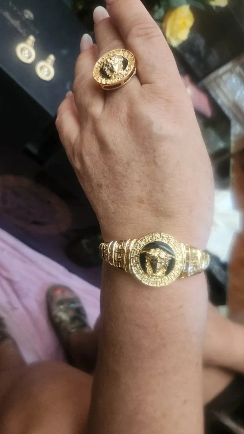 24 k gold plated Versace  Bracelet & Ring Set image indicator(3)