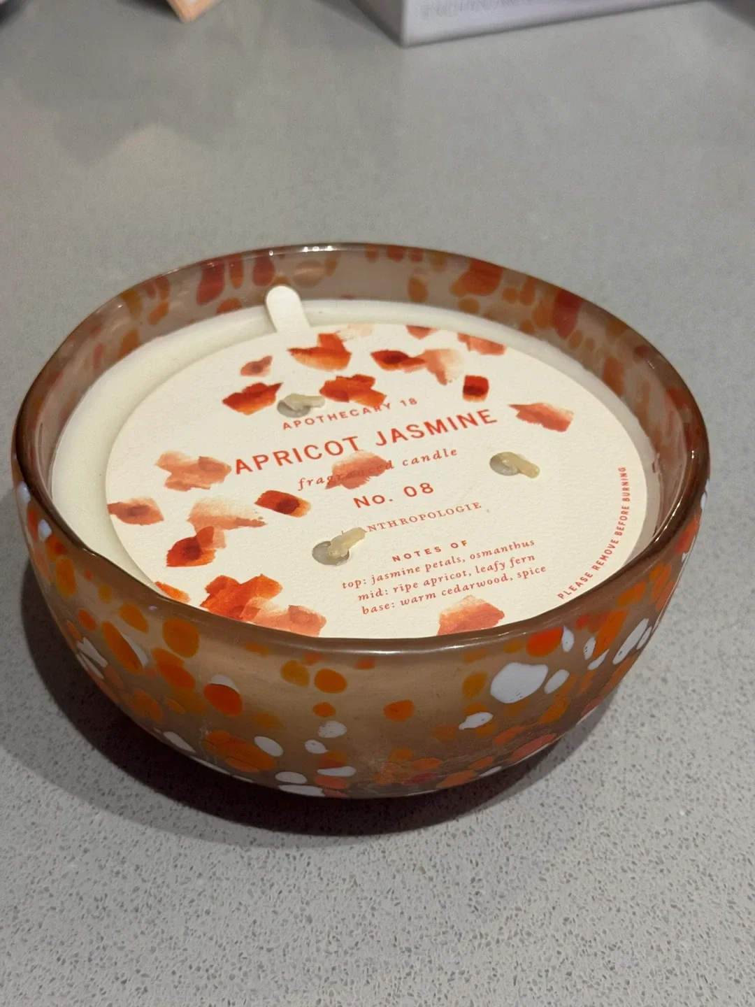 Anthropologie Apricot Jasmine Candle- Brand New, never opened