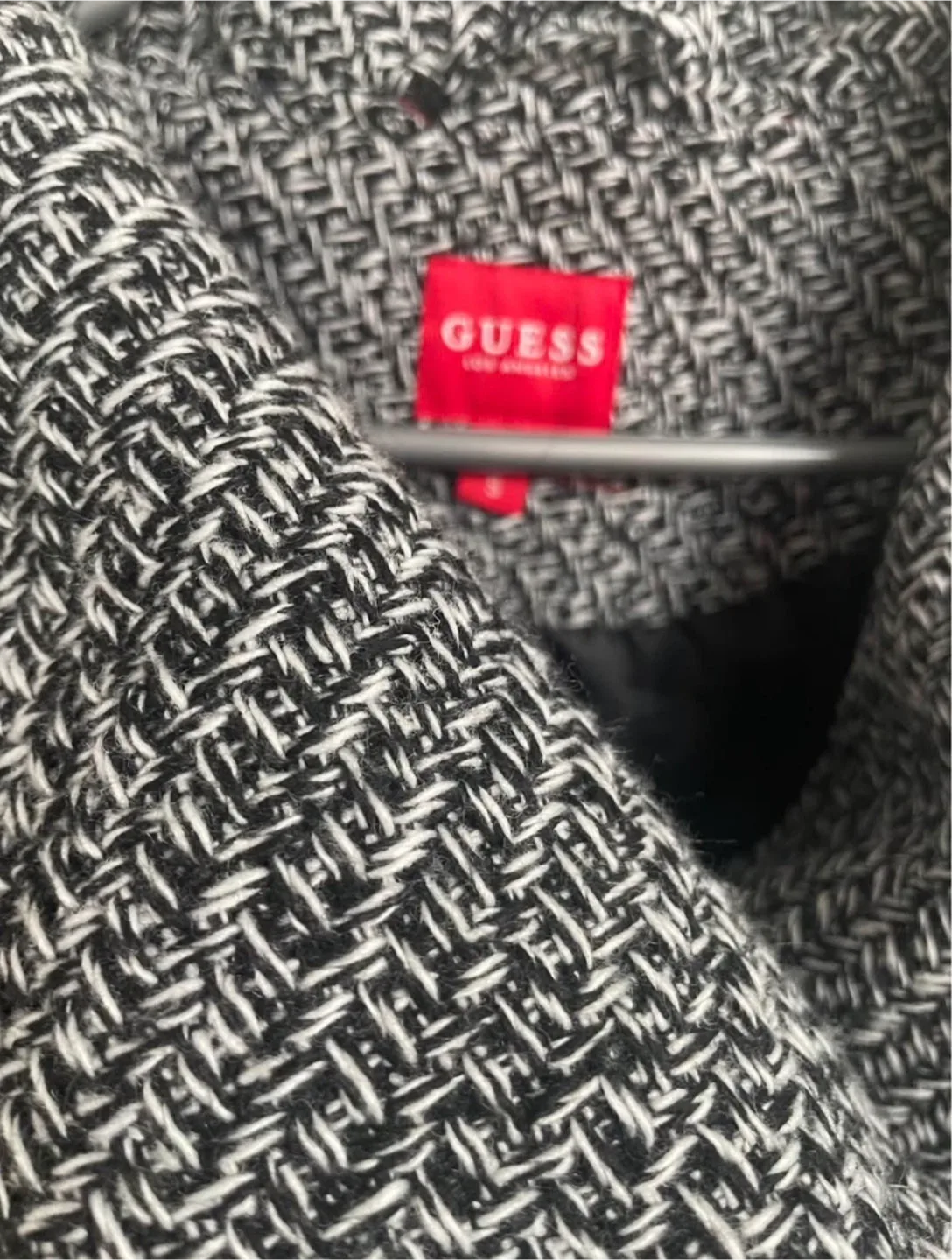 Size S- Guess Black & White Belted Coat image indicator(2)