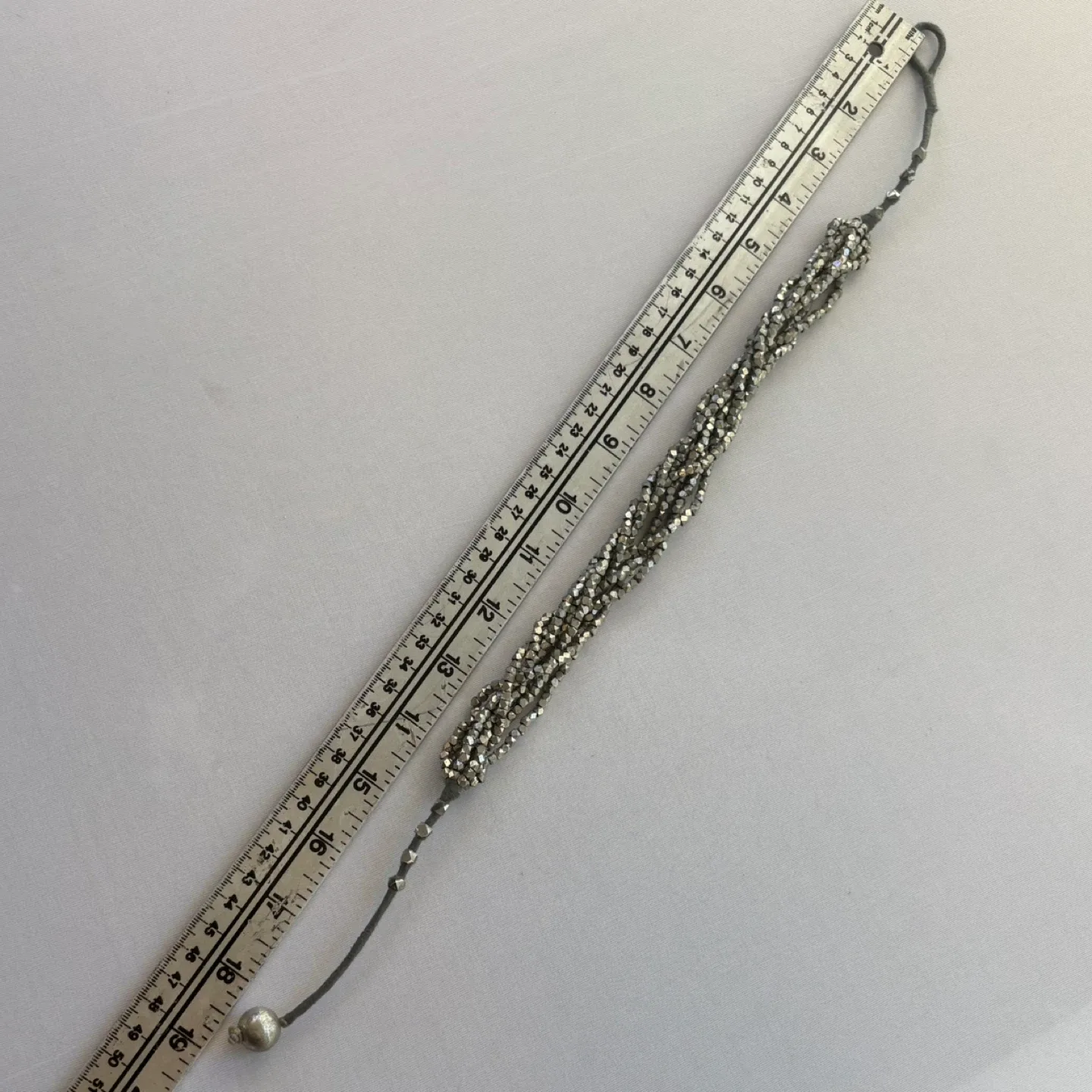 Pewter Colored Braided Multi Strand Beaded Necklace image indicator(4)