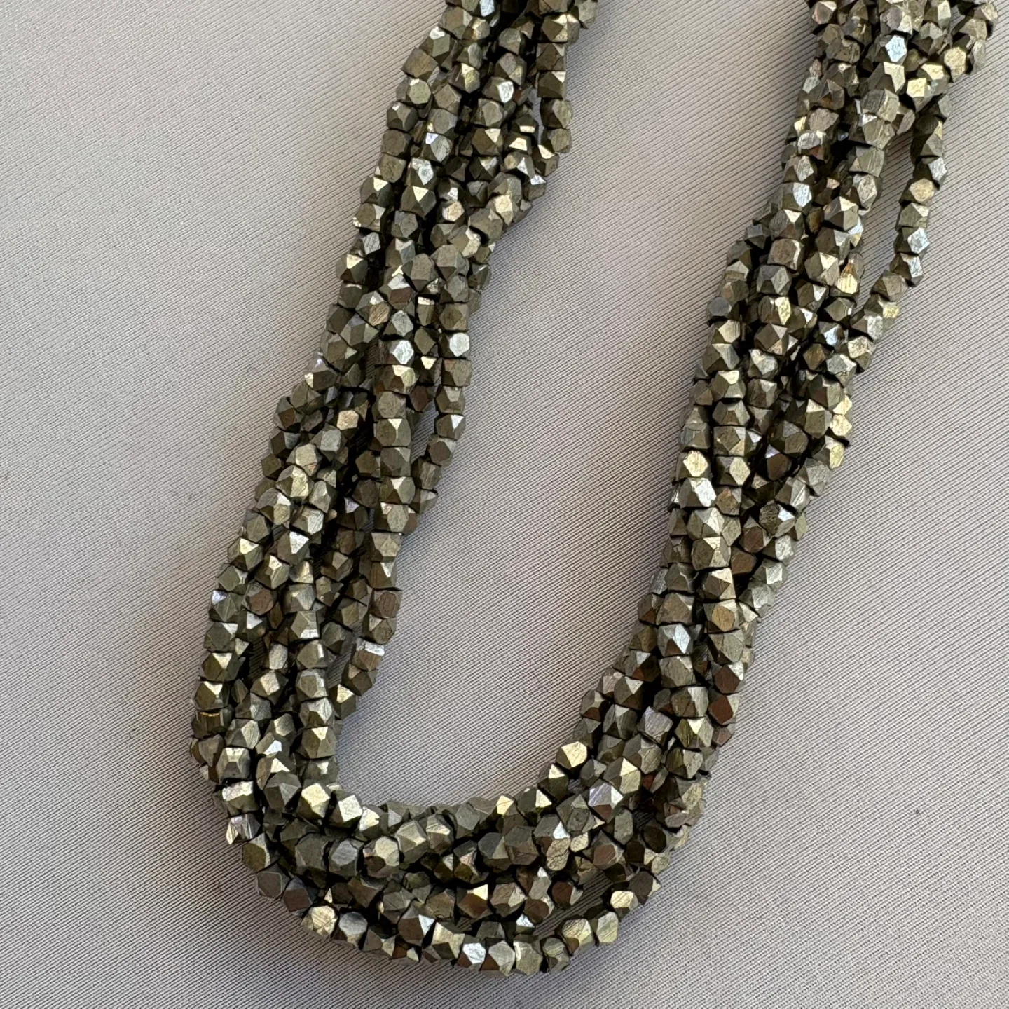 Pewter Colored Braided Multi Strand Beaded Necklace image indicator(5)