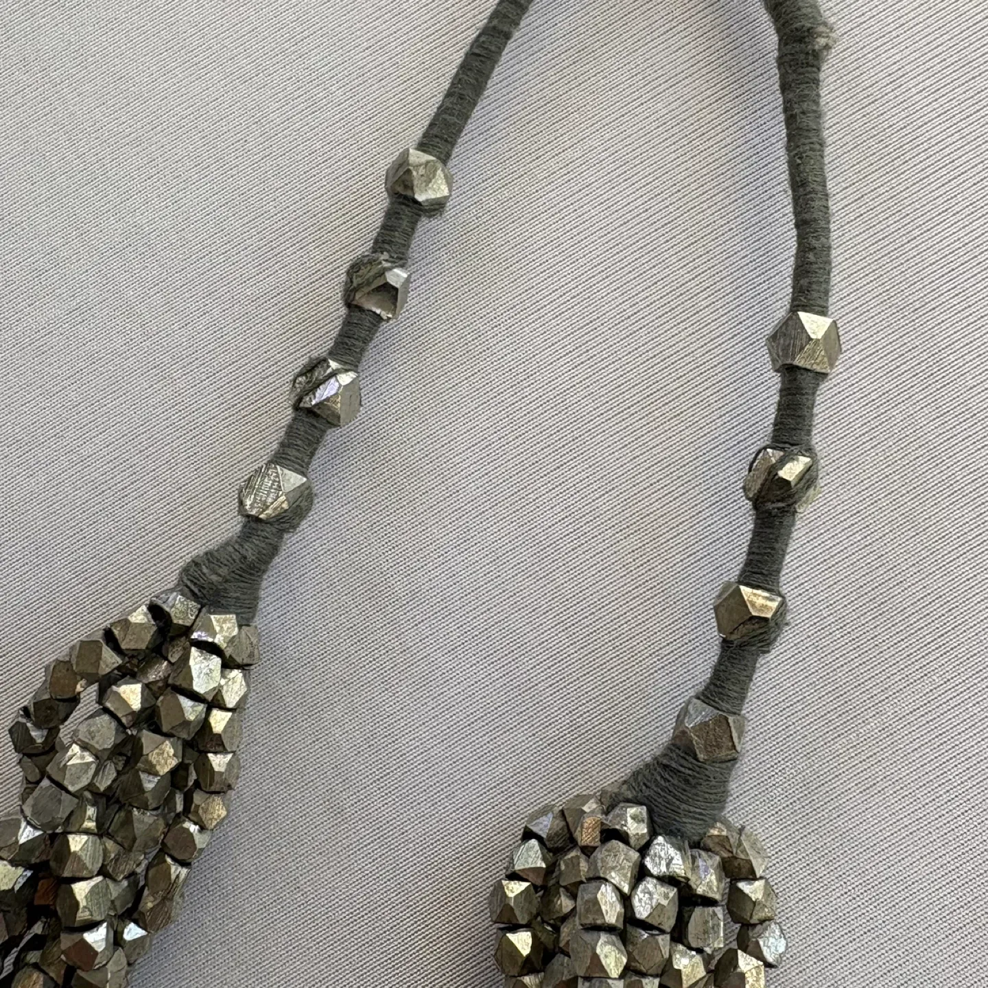 Pewter Colored Braided Multi Strand Beaded Necklace image indicator(6)