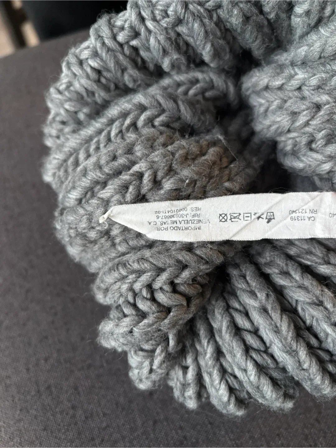 Grey Knit Beanie with Pom Pom #Cleanout image indicator(2)