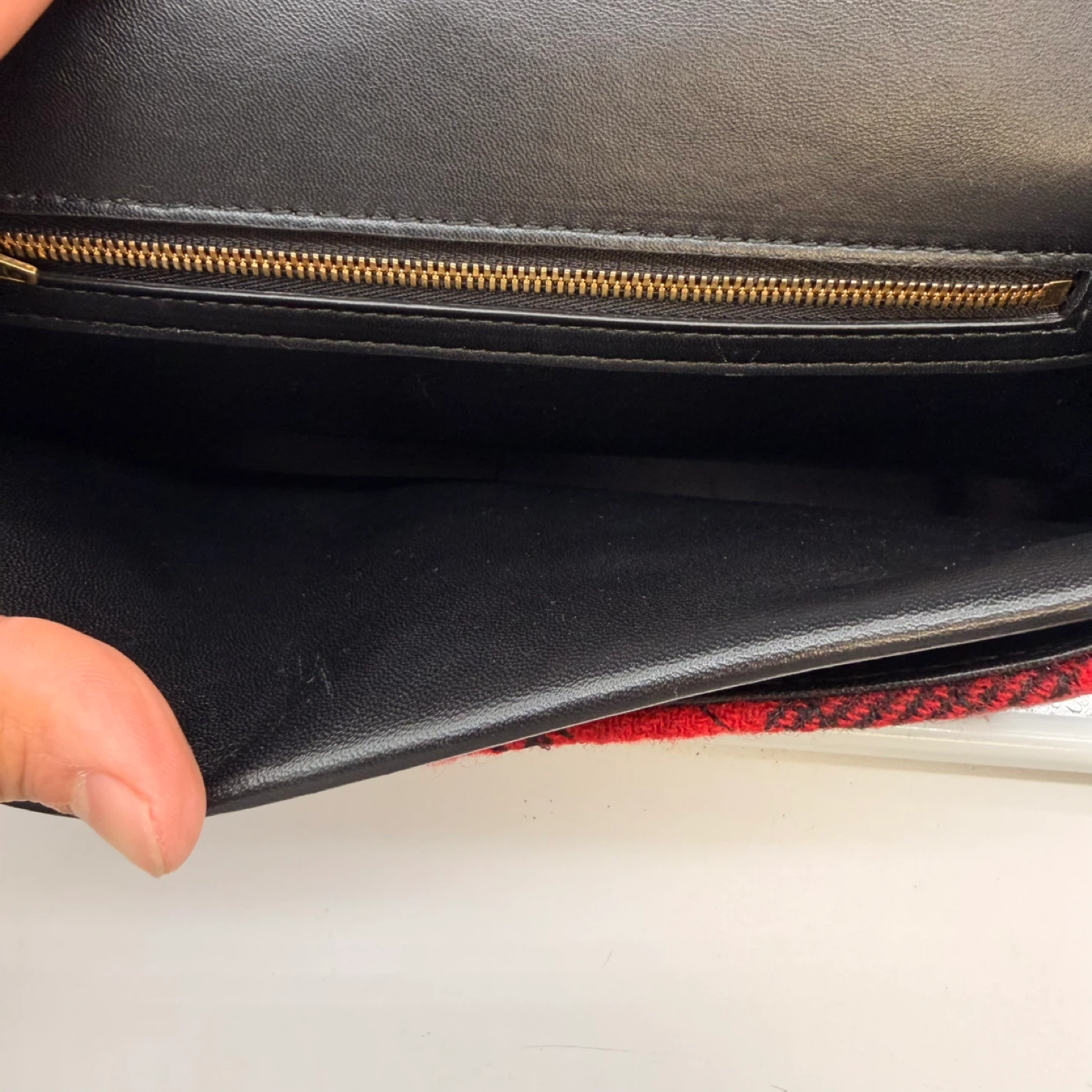 Balenciaga BB Chain Flap Bag Red Black Tartan Wool Gold Logo - photo 5