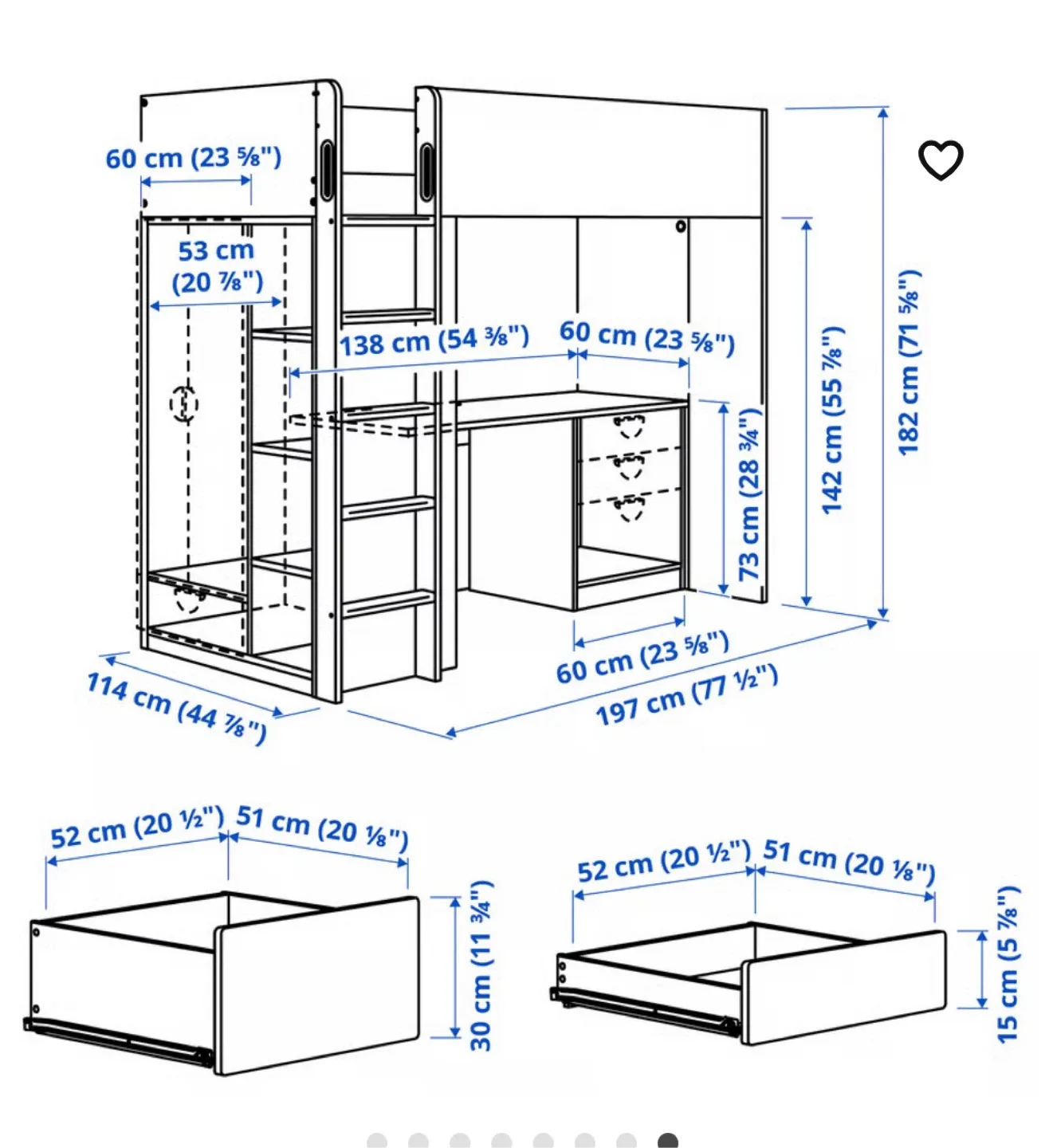 IKEA Småstad Loft Bed Combo - White image indicator(4)