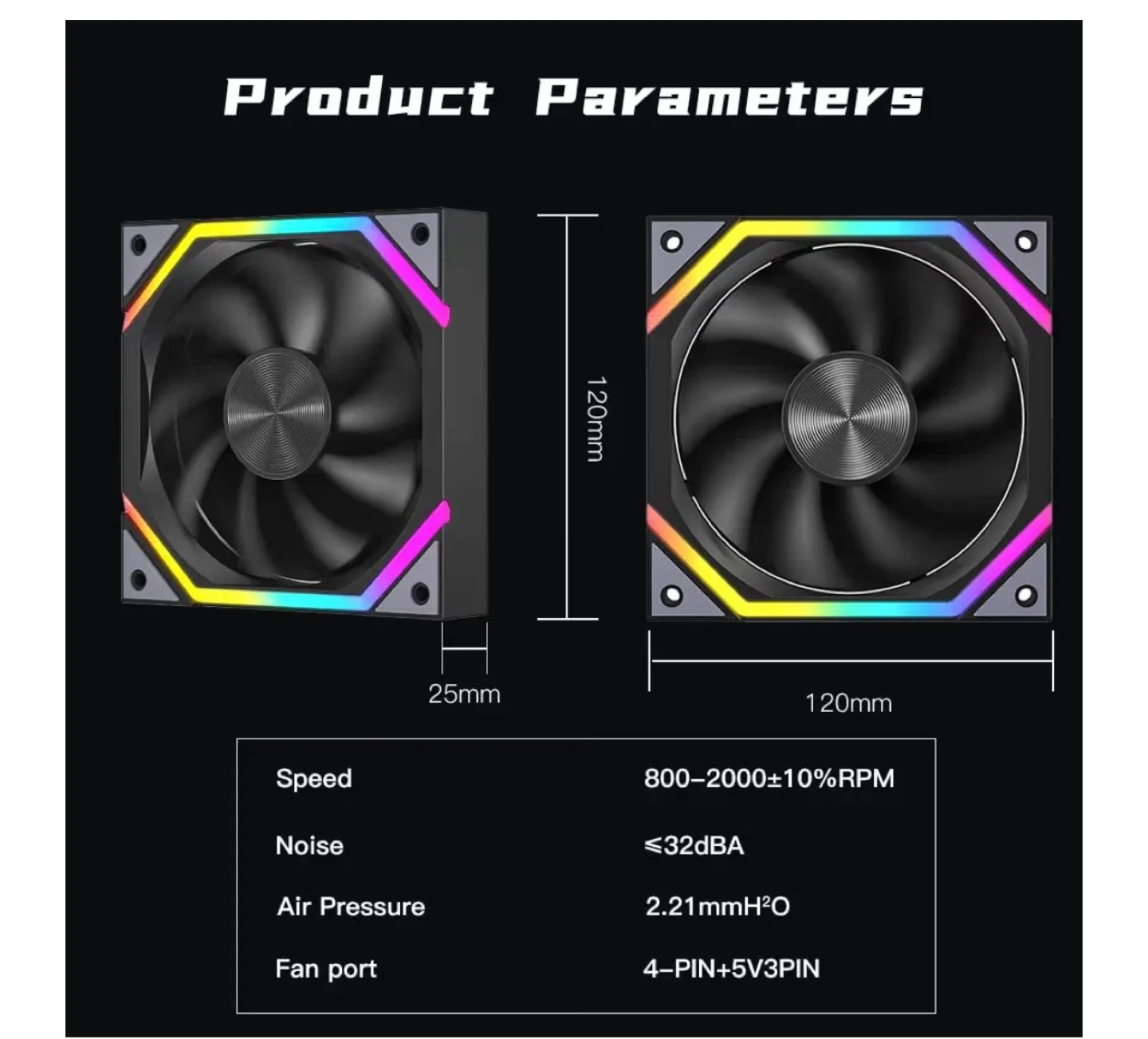 120mm PC CASE Fan ARGB and PWM Case Fans image indicator(2)