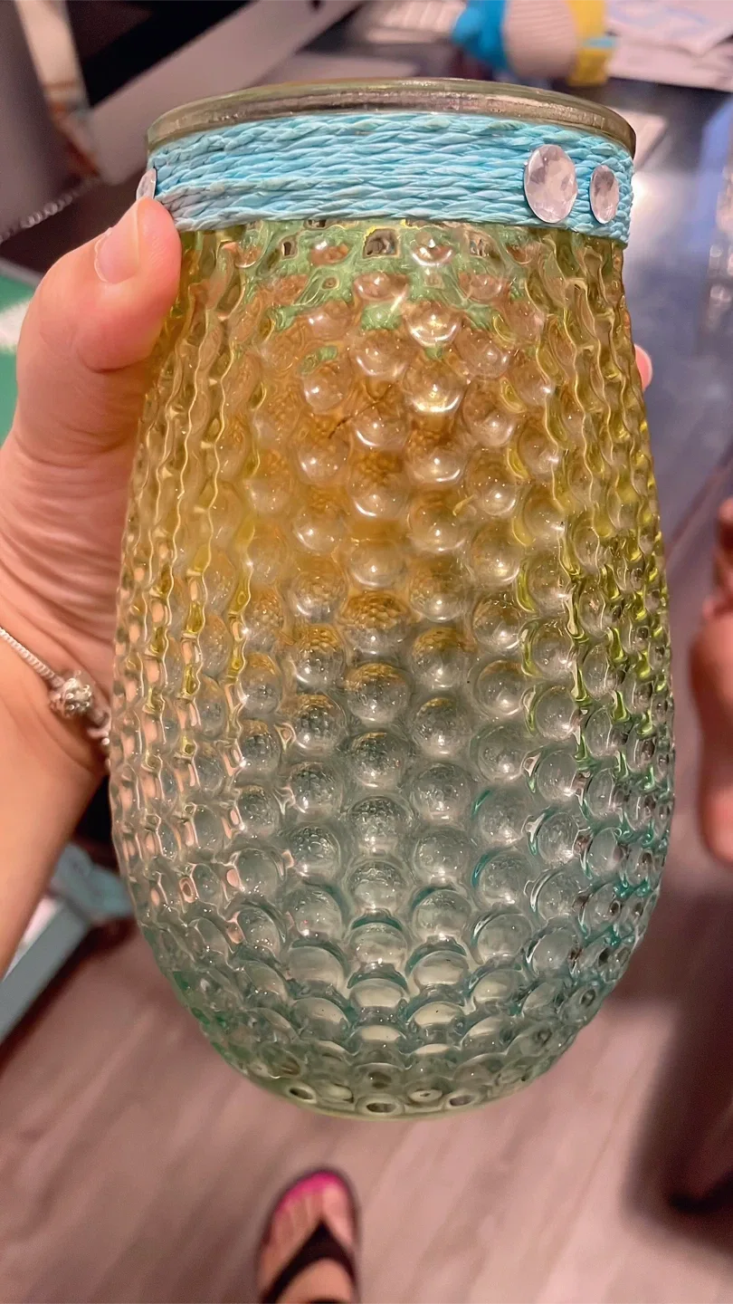 Decorative Glass Vase - Yellow/Blue