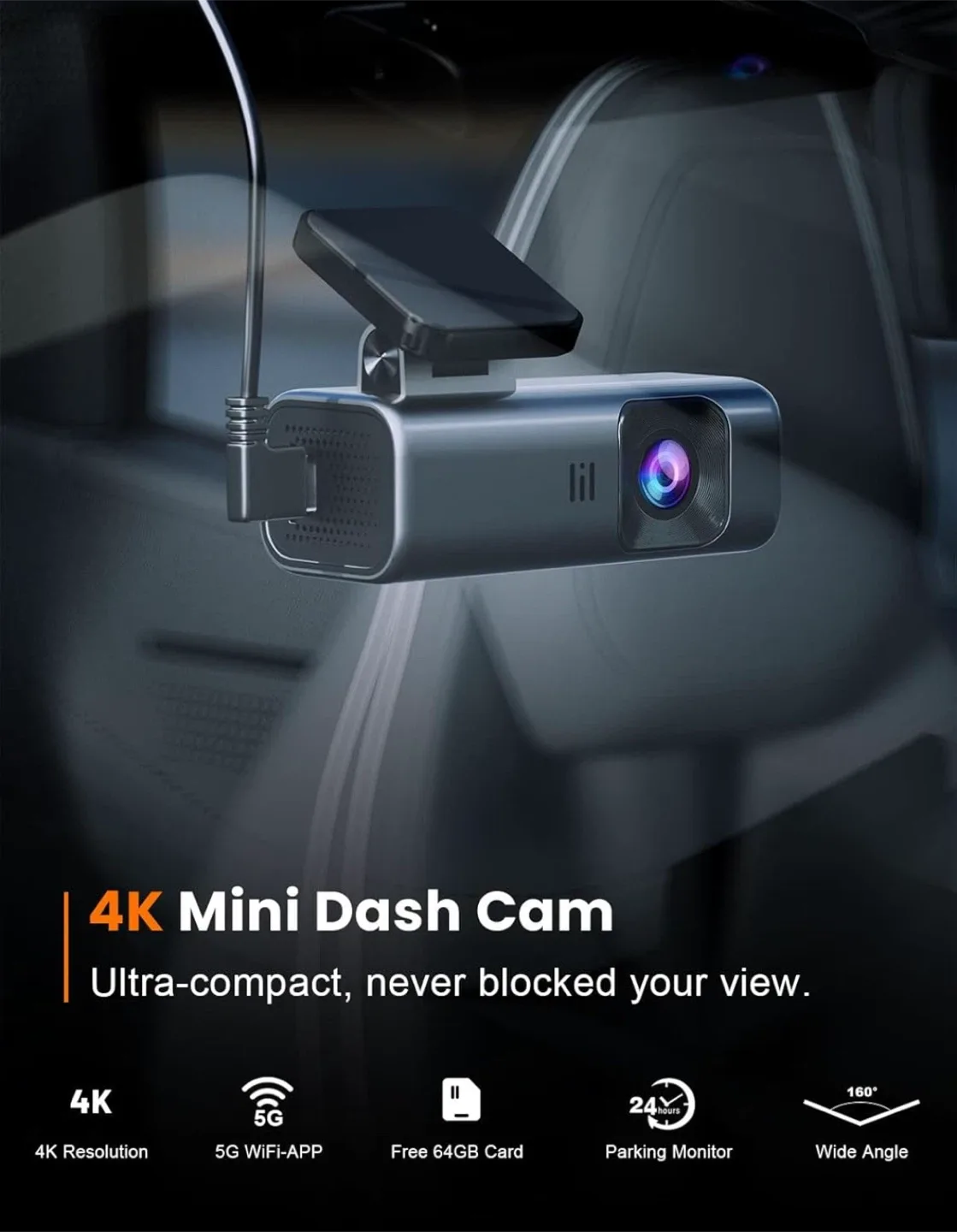 Dash Cam Brand New in the box 4K 5G Mini Dash Cam with 64GB Card