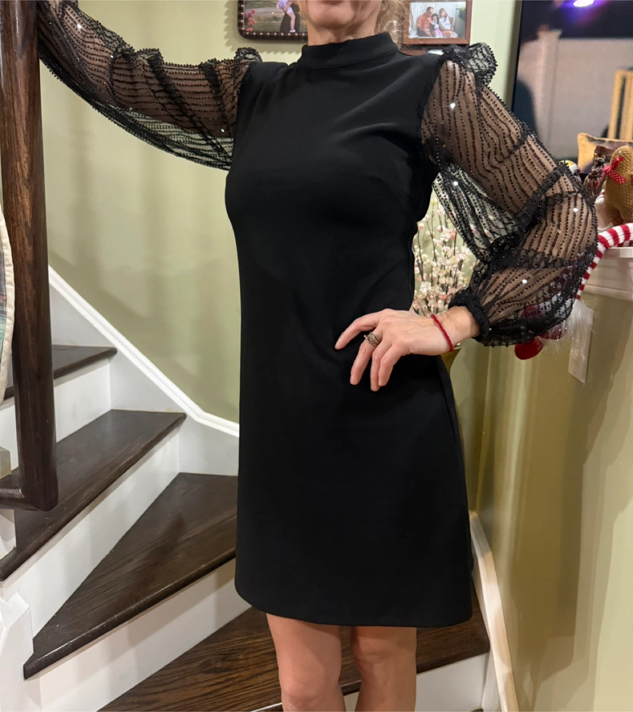 Black Dress with Sequin Sleeves