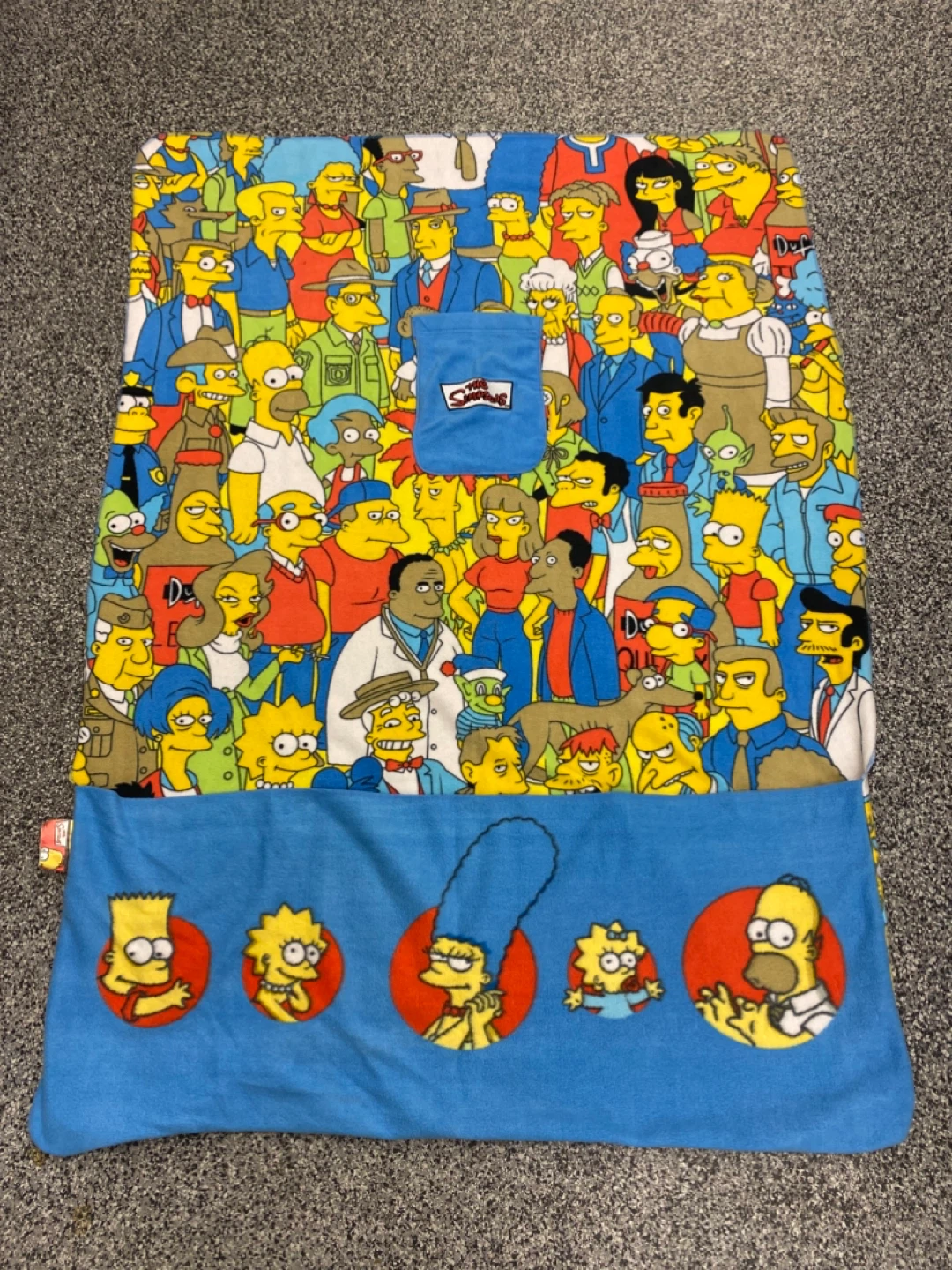 Vintage Simpsons Collage w/ Built-in Pouch Blanket 57x40