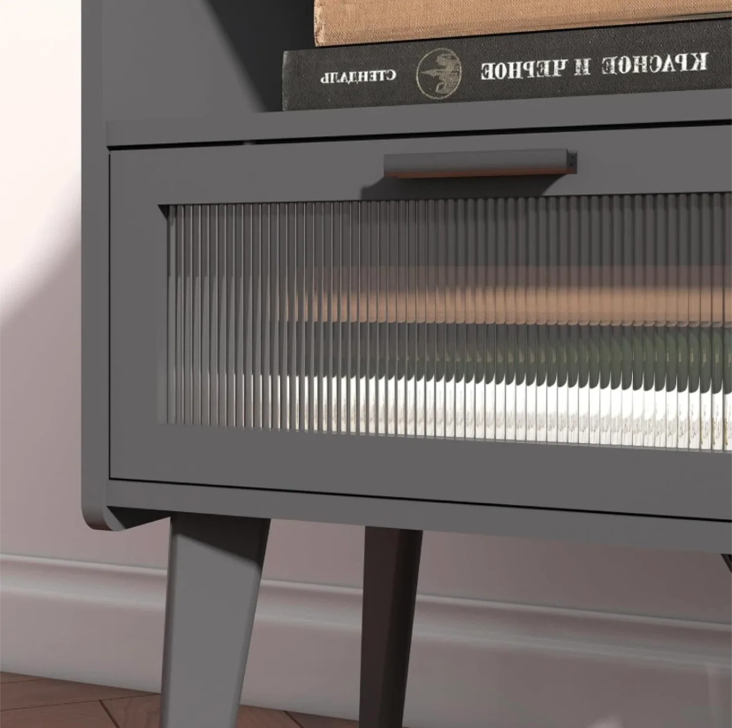 New Grey Side Table End Table Nightstand with Charging Station image indicator(5)