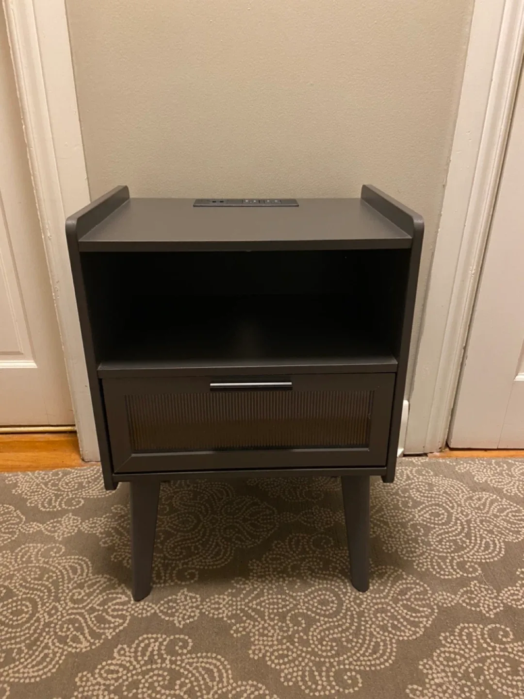 New Grey Side Table End Table Nightstand with Charging Station image indicator(7)