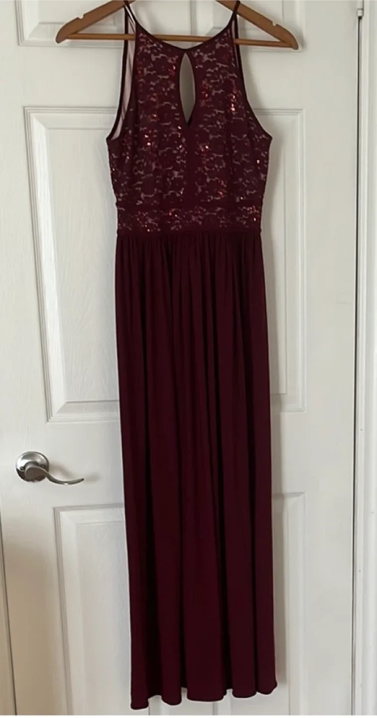 Laura Burgundy Sequin Lace Maxi Dress size 4