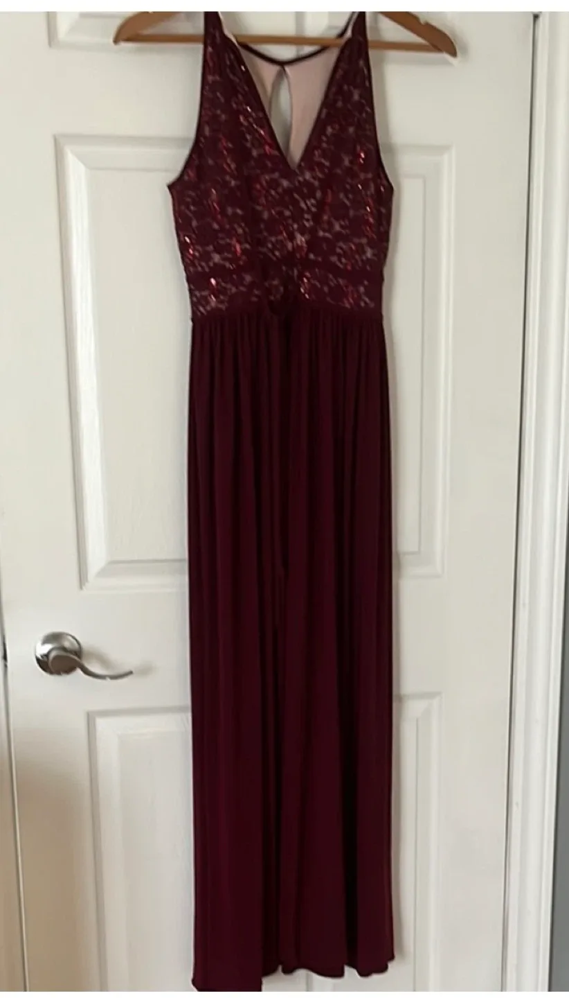 Laura Burgundy Sequin Lace Maxi Dress size 4 image indicator(5)