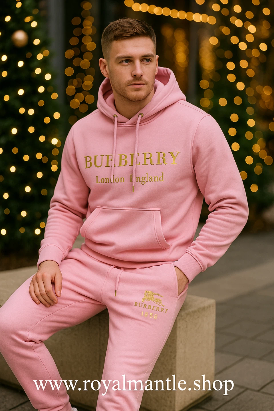 Burberry Pink Hoodie & Sweatpants Set unisex size M - photo 2