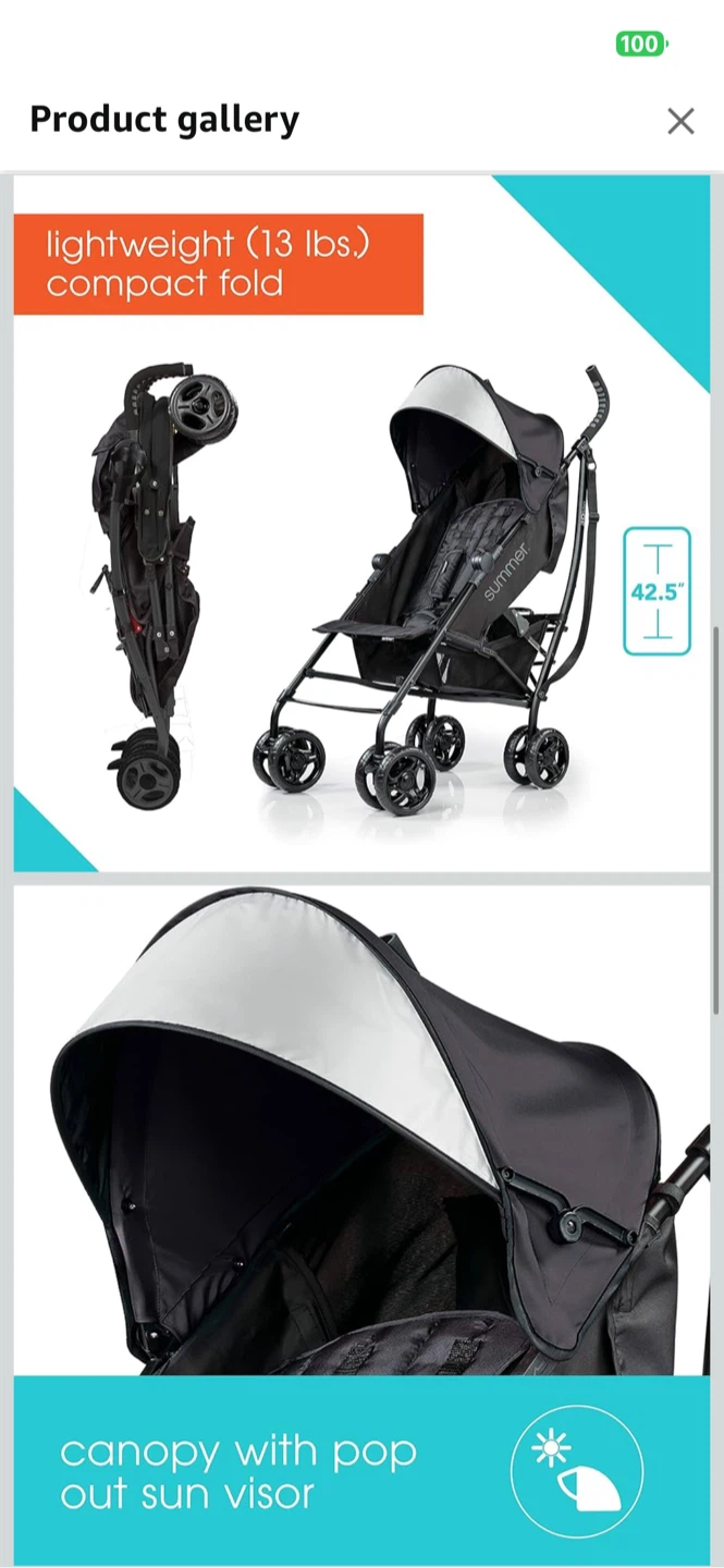 Summer 3Dlite Convenience Stroller - Black - photo 2