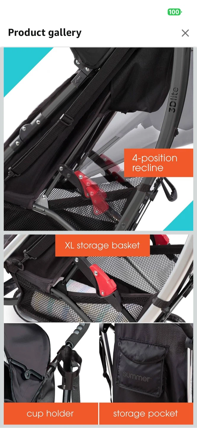 Summer 3Dlite Convenience Stroller - Black - photo 3