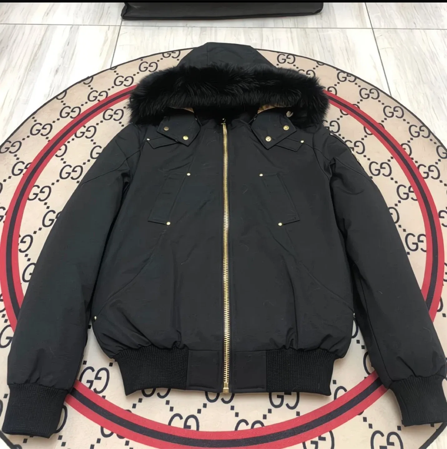 Moose Knuckles Black Bomber Jacket