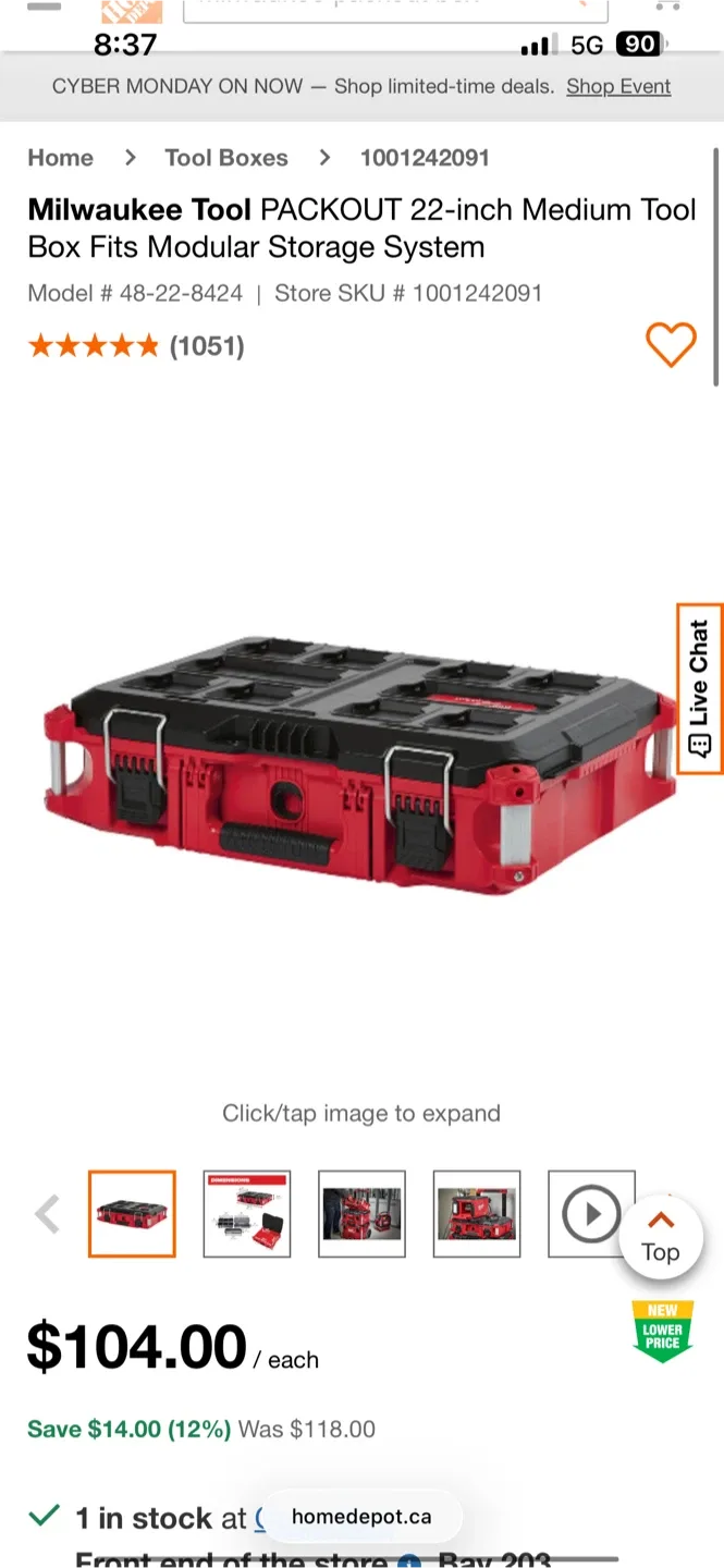 Milwaukee PACKOUT 22-inch Medium Tool Box