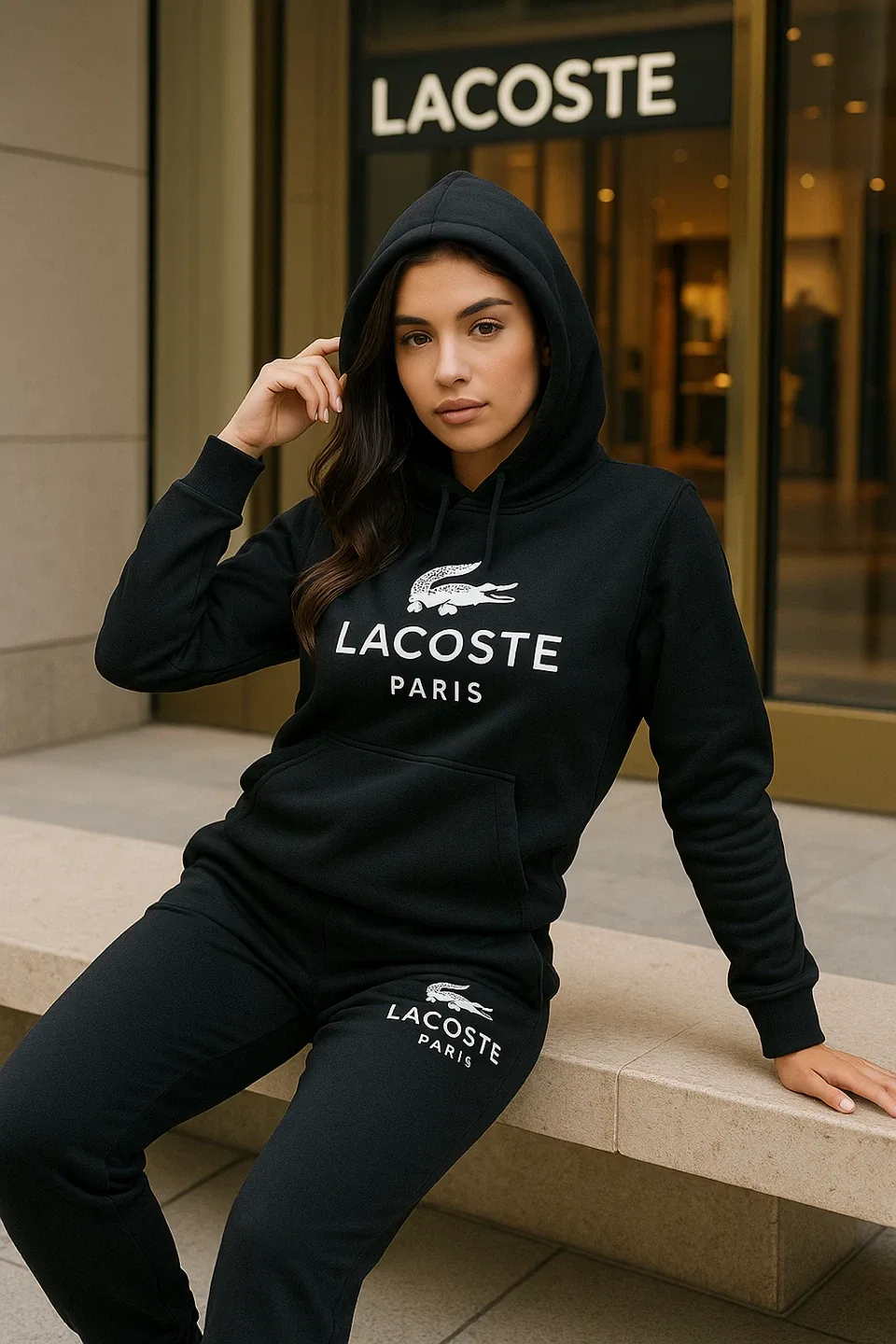Lacoste Paris Black Hoodie & Sweatpants Set image indicator(3)