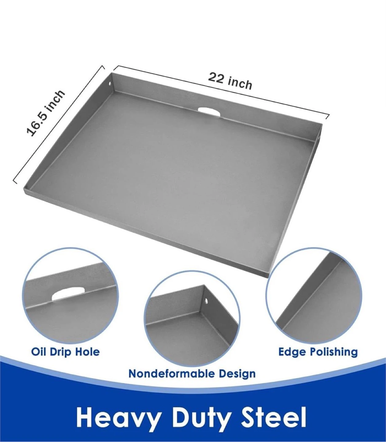 Heavy Duty Steel Griddle, 22 inch - photo 2