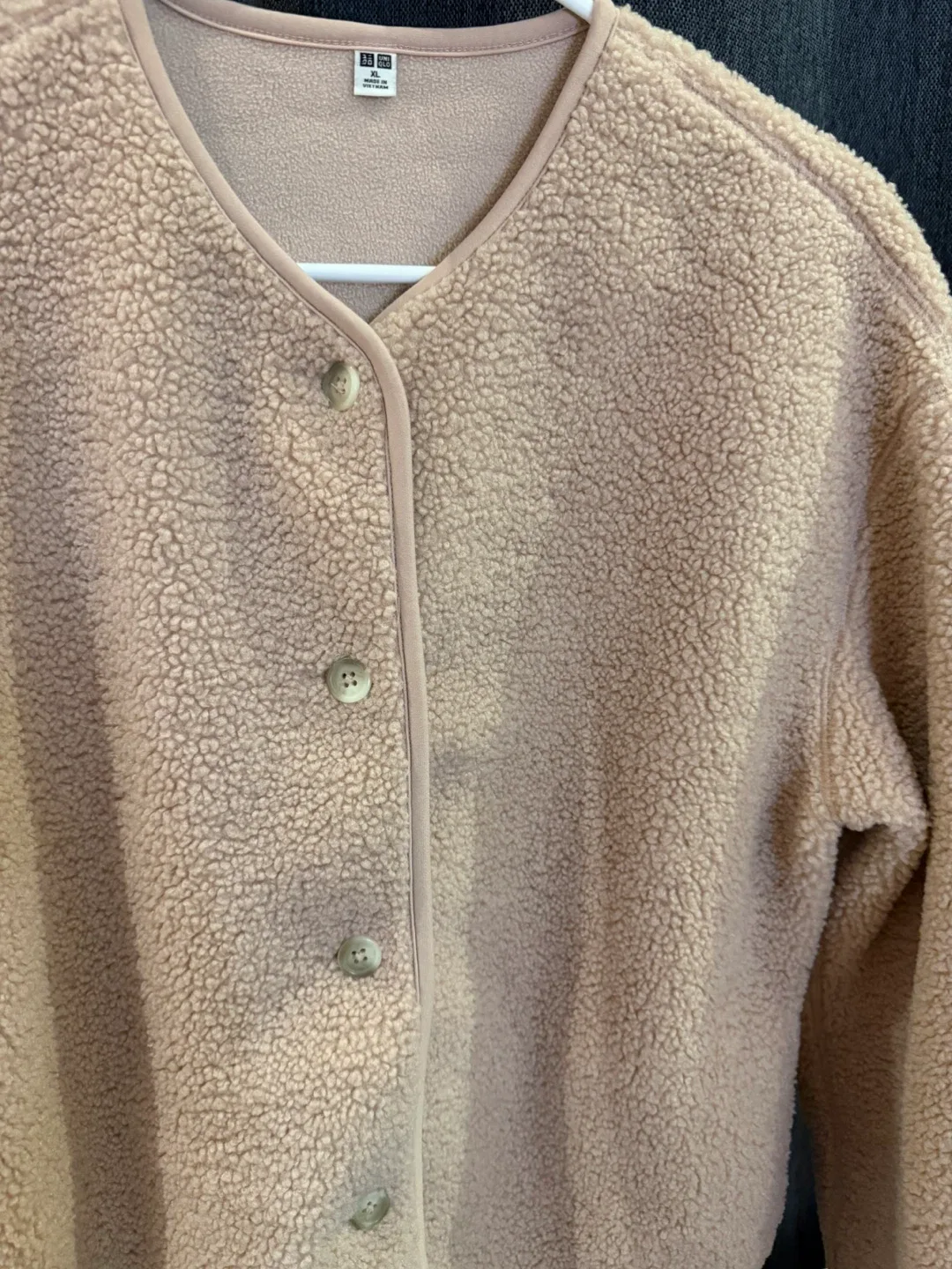 Uniqlo Fluffy Fleece Jacket - Size XL- pale pink image indicator(5)